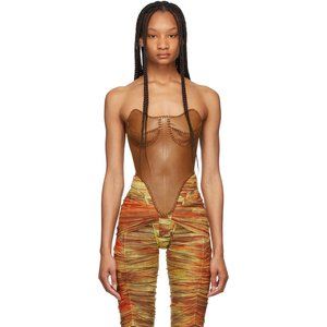CHARLOTTE KNOWLES KNWLS  Brown Leather Whip Corset MSRP $1825 UK 6 XS